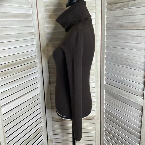 Celine Phoebe Philo Era Brown Cashmere Ribbed Turtleneck Sweater L - Picture 3 of 9